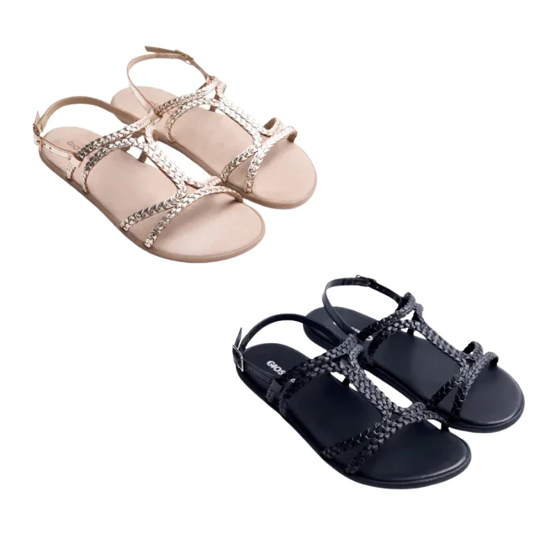 Sandalias Barefoot Gioseppo NEDELJA platino y negro